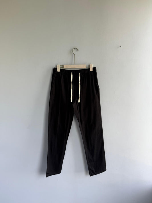 BLACK RELAX FIT LINEN TROUSERS