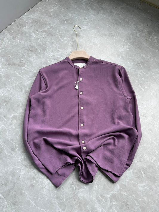 LAVENDER IMPORTED CRUSHED MANDRIAN COLLAR SHIRT