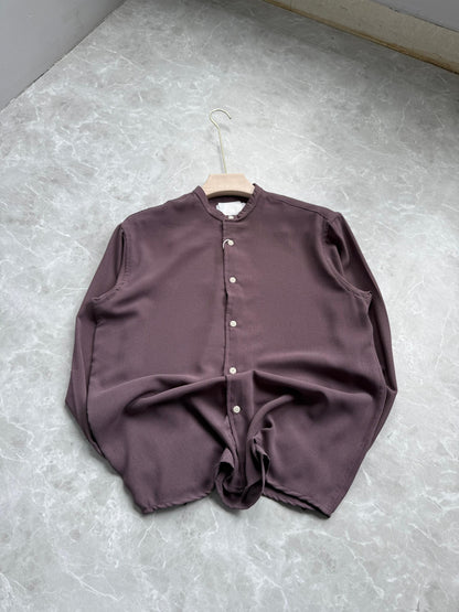 PURPLE IMPORTED CRUSHED MANDRIAN COLLAR SHIRT