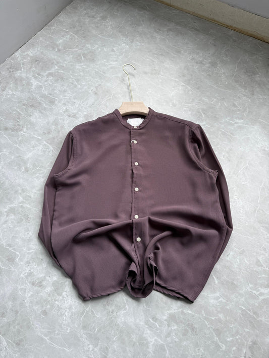 PURPLE IMPORTED CRUSHED MANDRIAN COLLAR SHIRT