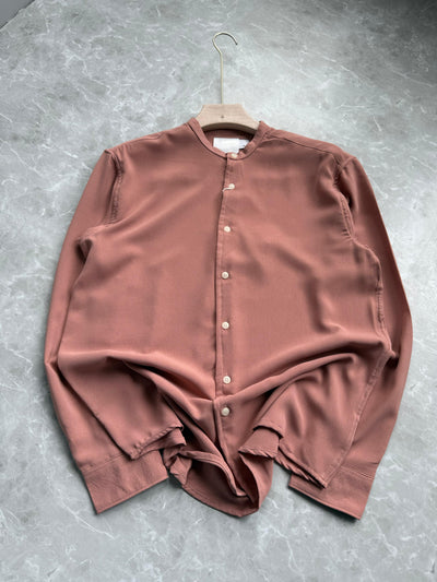 ORANGE IMPORTED CRUSHED MANDRIAN COLLAR SHIRT