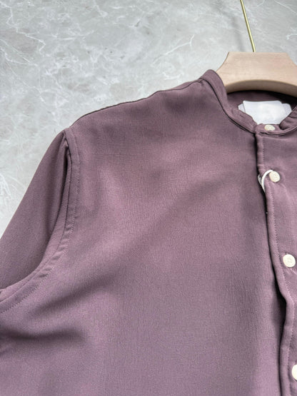 PURPLE IMPORTED CRUSHED MANDRIAN COLLAR SHIRT