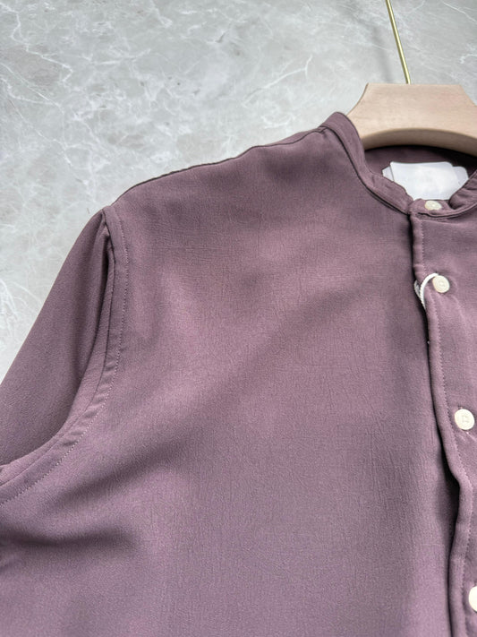 PURPLE IMPORTED CRUSHED MANDRIAN COLLAR SHIRT