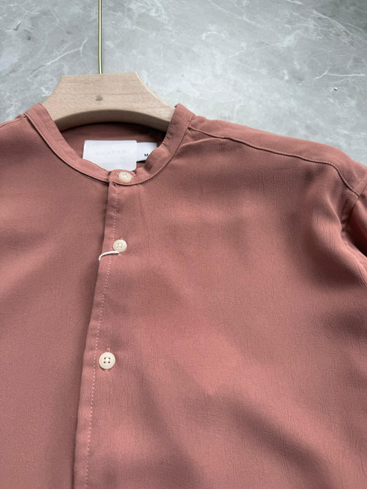 ORANGE IMPORTED CRUSHED MANDRIAN COLLAR SHIRT