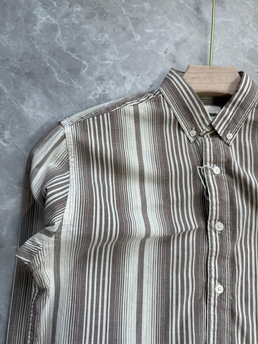 BROWN STRIPE COTTON SHIRT