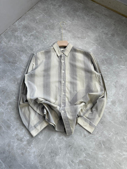 GRAY COTTON STRIPE SHIRT