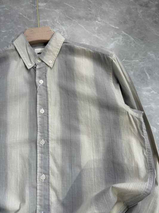 GRAY COTTON STRIPE SHIRT