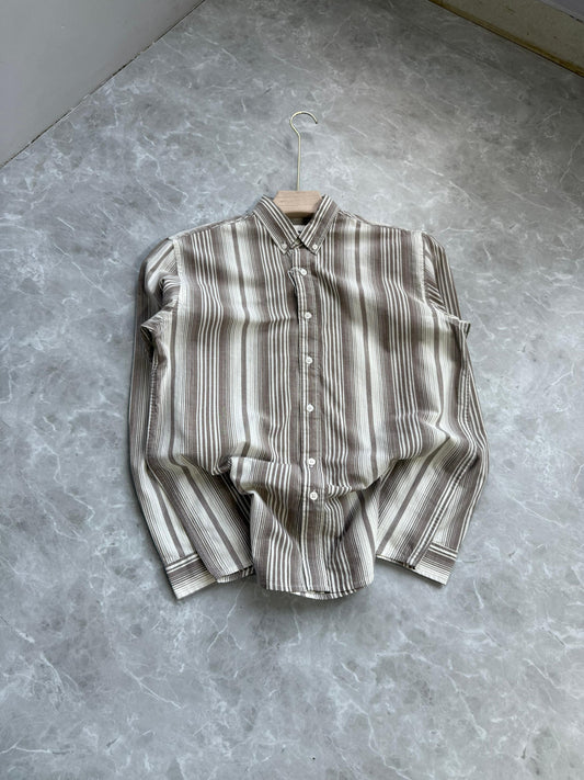 BROWN STRIPE COTTON SHIRT
