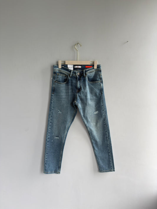 LIGHT BLUE TORN DENIM TROUSER