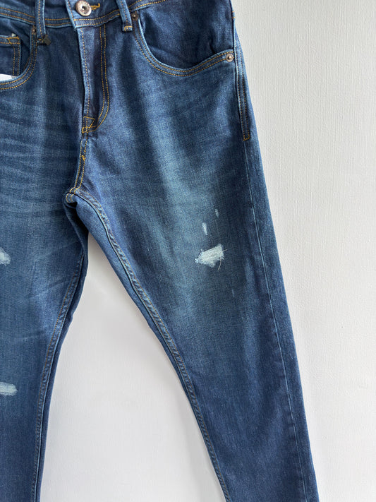 BLUE TORN DENIM TROUSERS