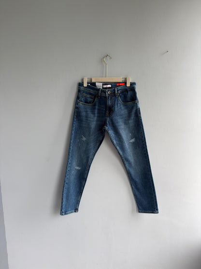 BLUE TORN DENIM TROUSERS