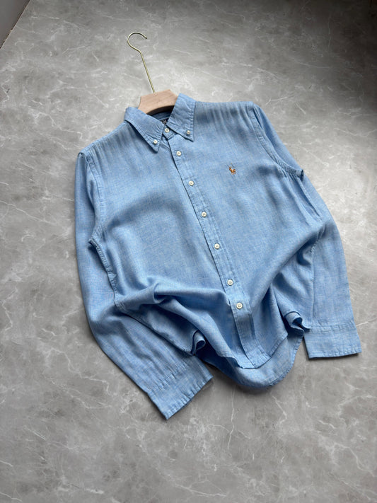BLUE PURE LINEN SHIRT