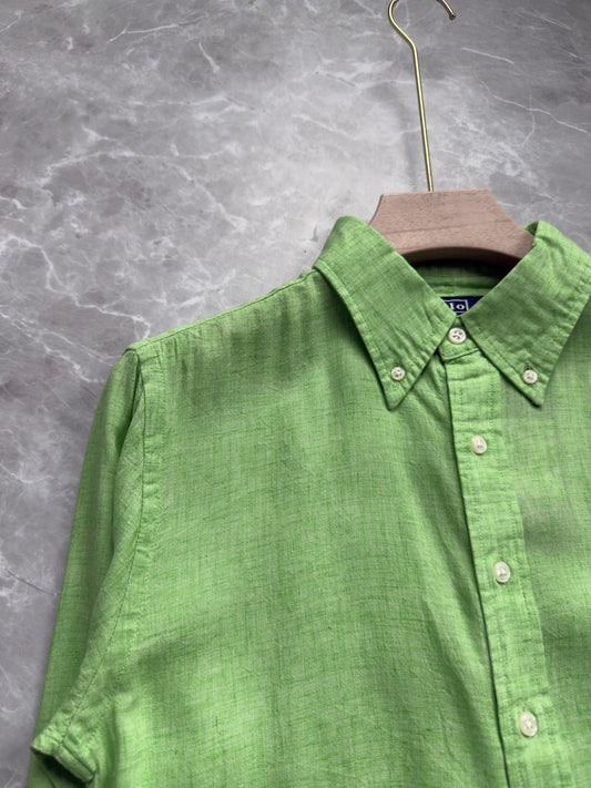 GREEN PURE LINEN SHIRT