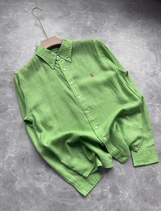 GREEN PURE LINEN SHIRT