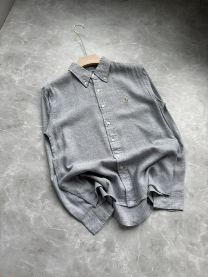 LIGHT GRAY PURE LINEN SHIRT
