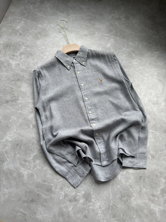 LIGHT GRAY PURE LINEN SHIRT