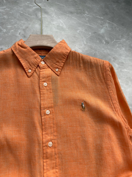 ORANGE PURE LINEN SHIRT