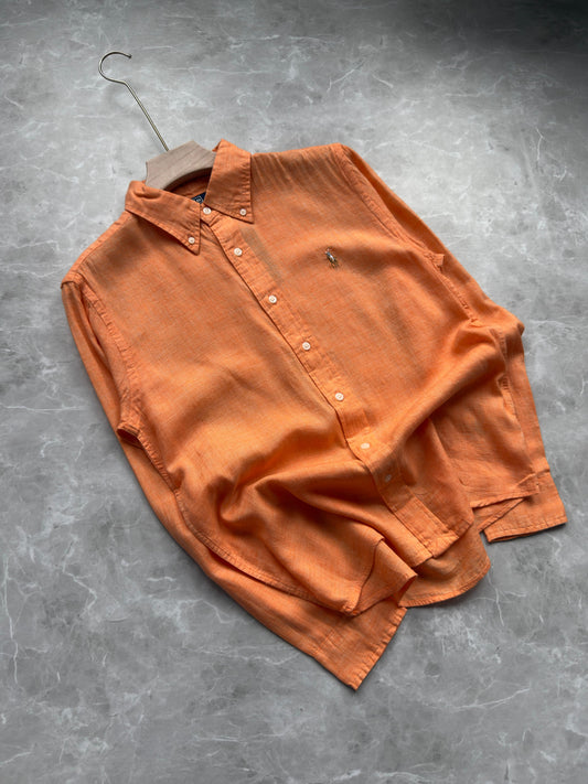 ORANGE PURE LINEN SHIRT