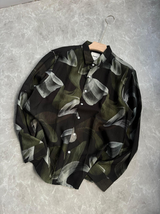 DARK GREEN FLORAL IMPORTED PRINTED SHIRT