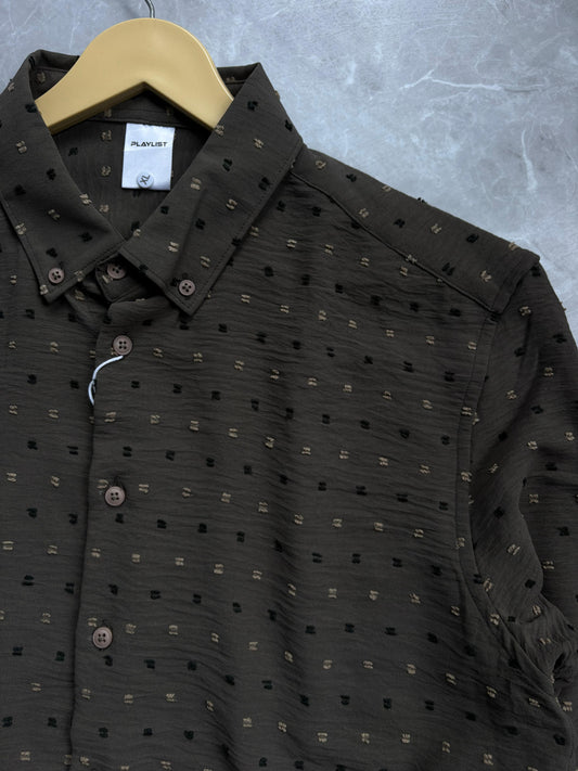 GREEN GRAY IMPORTED CRUSHED SHIRT