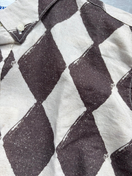 BROWN LINEN PRINTED SHIRT