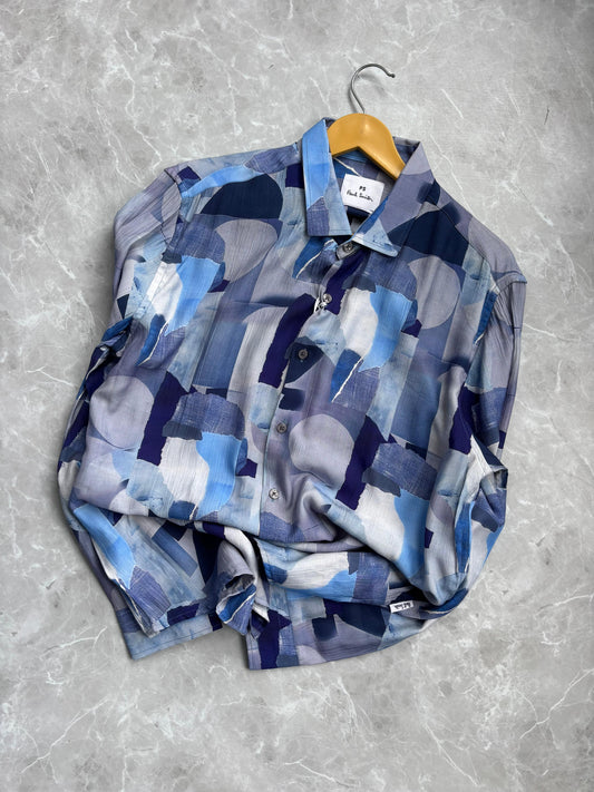 BLUE IMPORTED PRINTED SHIRT