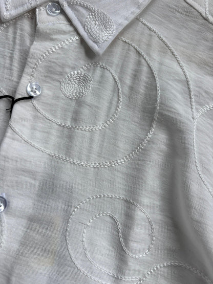 WHITE EMBROIDERD IMPORTED SHIRT
