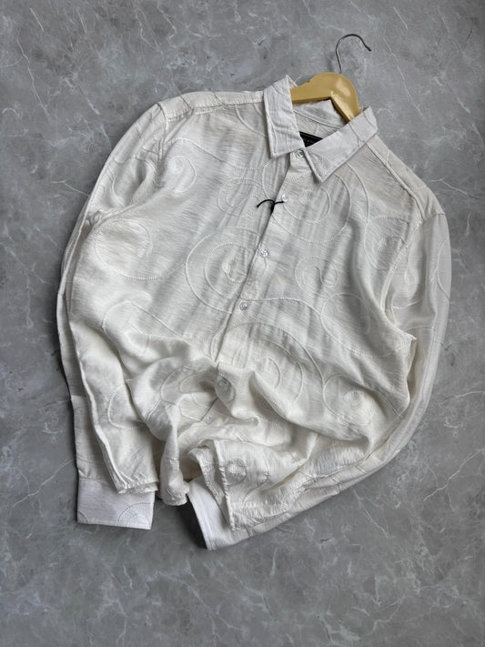 WHITE EMBROIDERD IMPORTED SHIRT