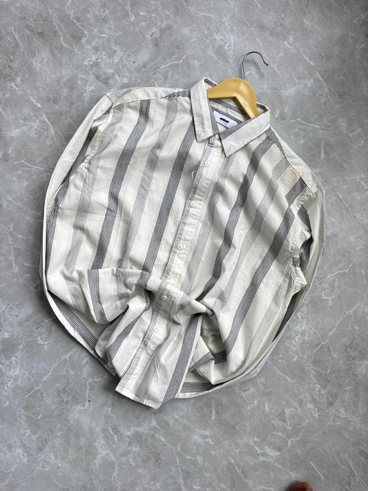 WHITE STRIPE LINEN SHIRT