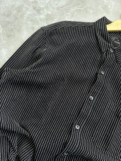 BLACK IMPORTED MANDRAIN COLLAR SHIRT