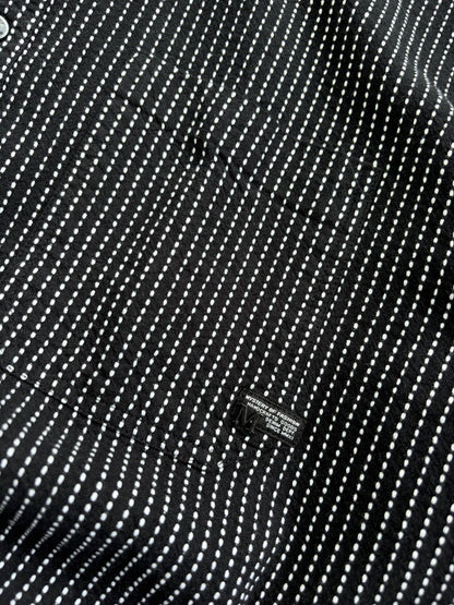 BLACK IMPORTED MANDRAIN COLLAR SHIRT