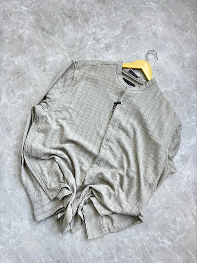LIGHT GRAY IMPORTED MANDRIAN COLLAR SHIRT