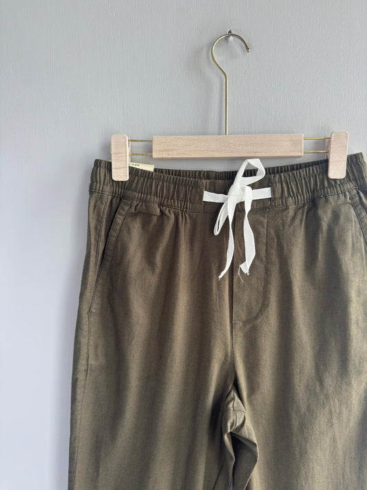 DARK GREEN LINEN TROUSERS