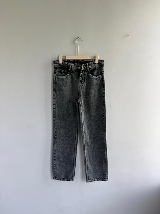 DARK GRAY LOOSE FIT DENIM TROUSERS