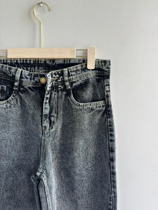 DARK GRAY LOOSE FIT DENIM TROUSERS