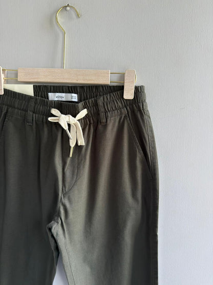 DARK GREEN LINEN TROUSERS