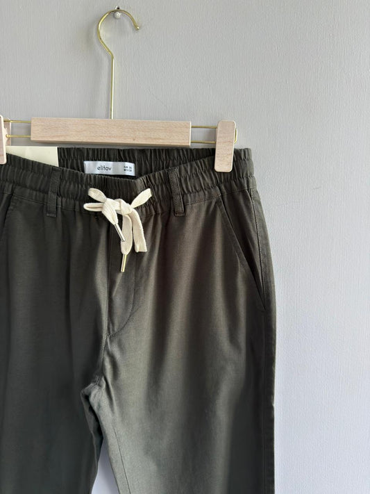 DARK GREEN LINEN TROUSERS