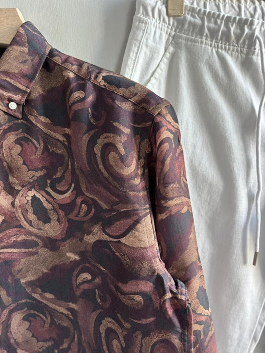 DARKBROWN FLORAL IMPORTED PRINTED SHIRT
