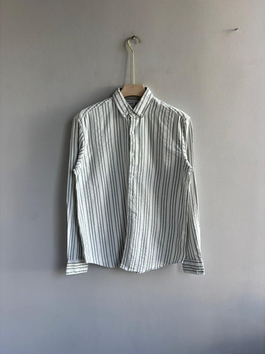 GREEN STRIPE IMPORTED LINEN SHIRT