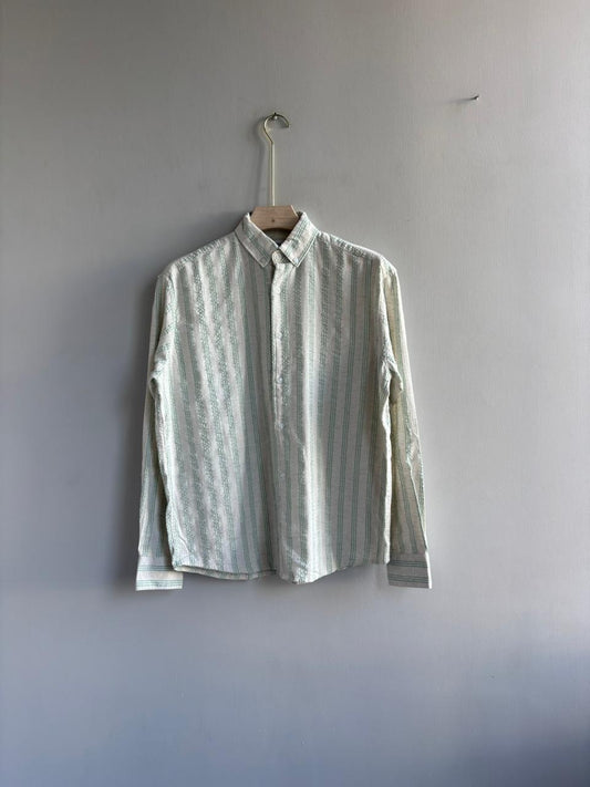 GREEN STRIPES LINEN SHIRT