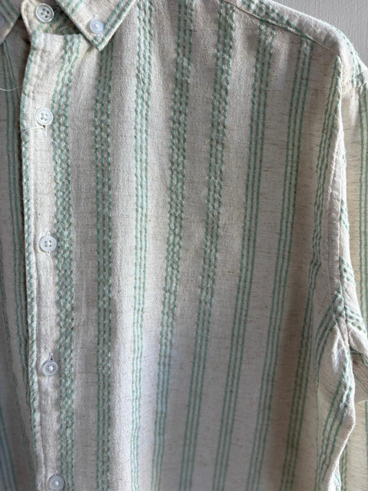 GREEN STRIPES LINEN SHIRT