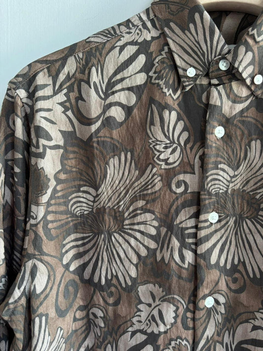 BROWN FLORAL IMPORTED PRINTED SHIRT