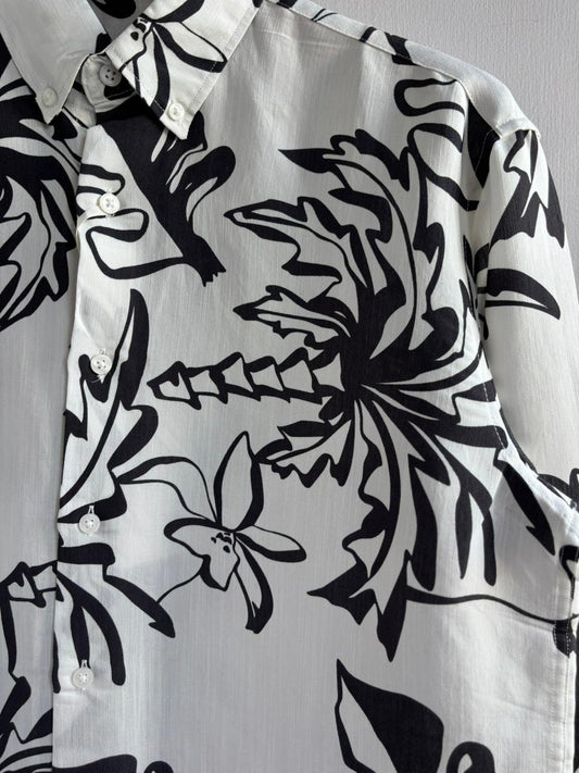 WHITE FLORAL IMPORTED PRINTED SHIRT
