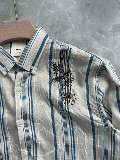 IMPORTED BLUE STRIPES EMBROIDERY SHIRT