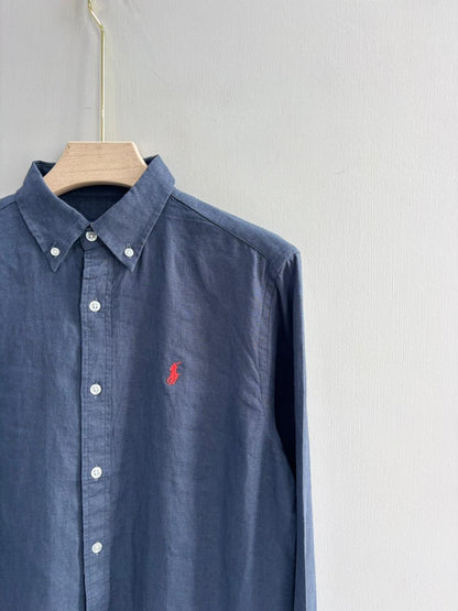 BLUE PURE LINEN SHIRT