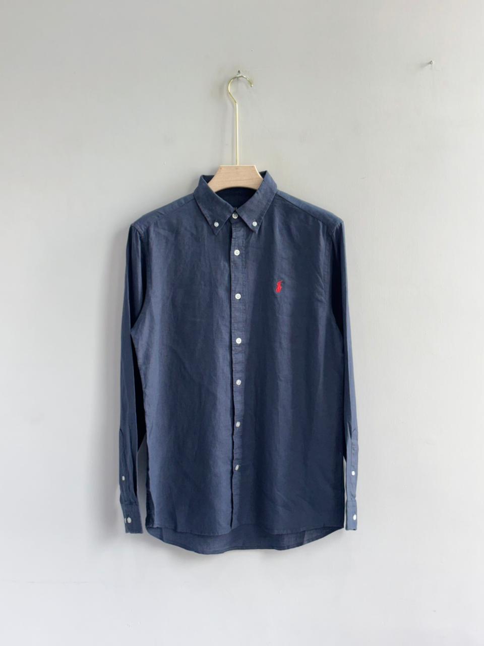 BLUE PURE LINEN SHIRT