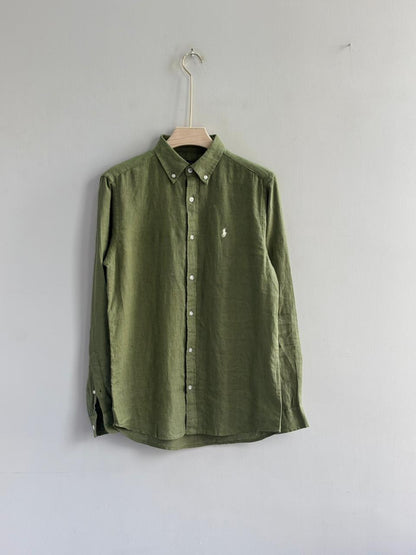 GREEN PURE LINEN SHIRT