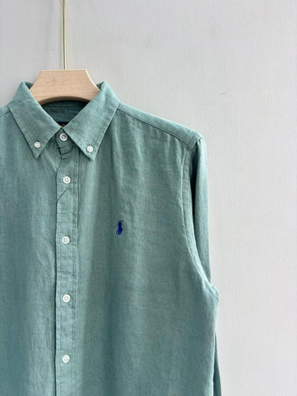 PALE GREEN PURE LINEN SHIRT