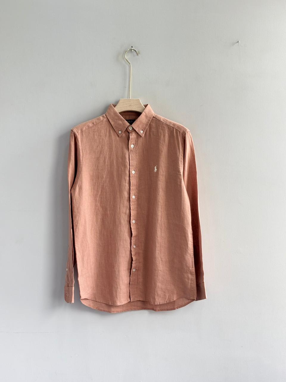 PEACH PURE LINEN SHIRT