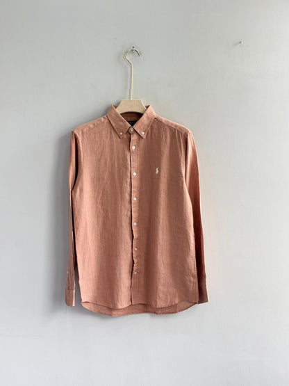 PEACH PURE LINEN SHIRT
